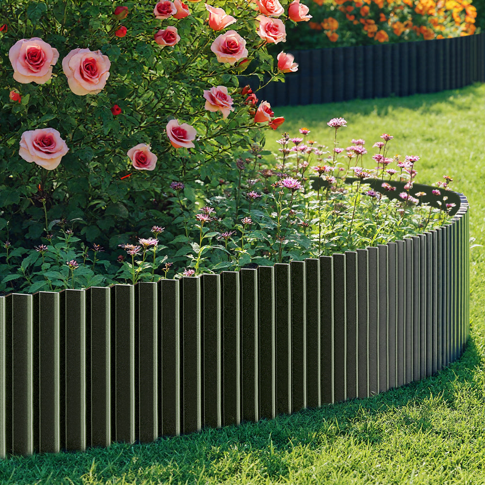 Livsip Garden Edging 20mx30cm Lawn Edge Border Fence Steel Black