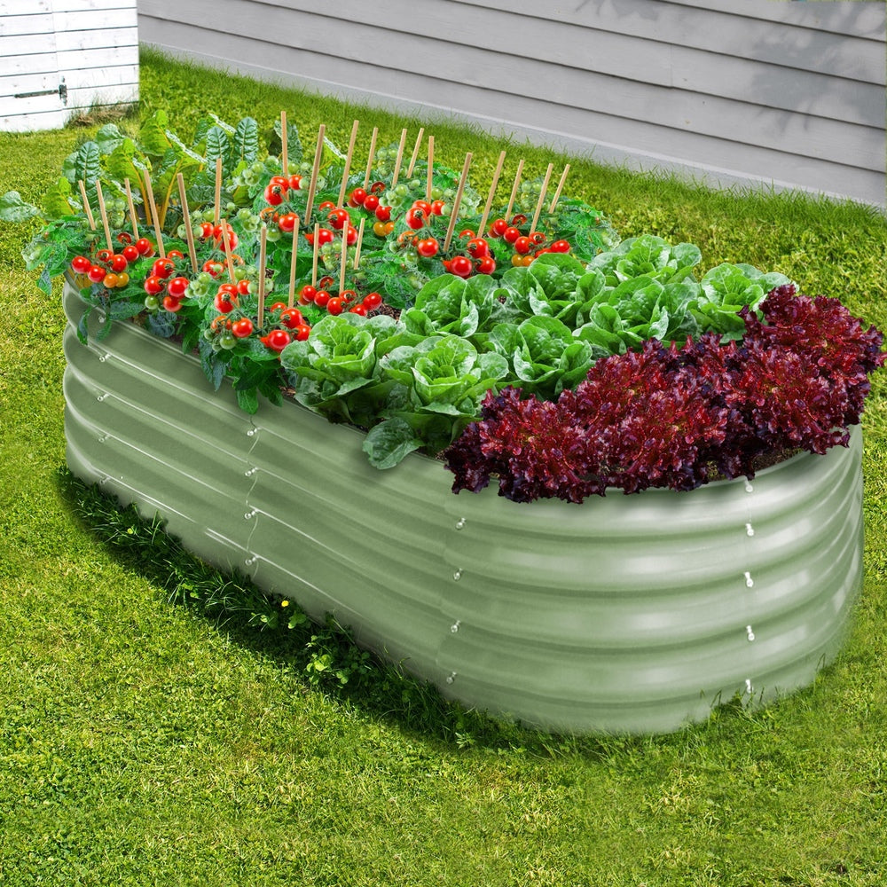 2x Garden Bed 160x80x42cm Planter Box Raised Container Galvanised Green