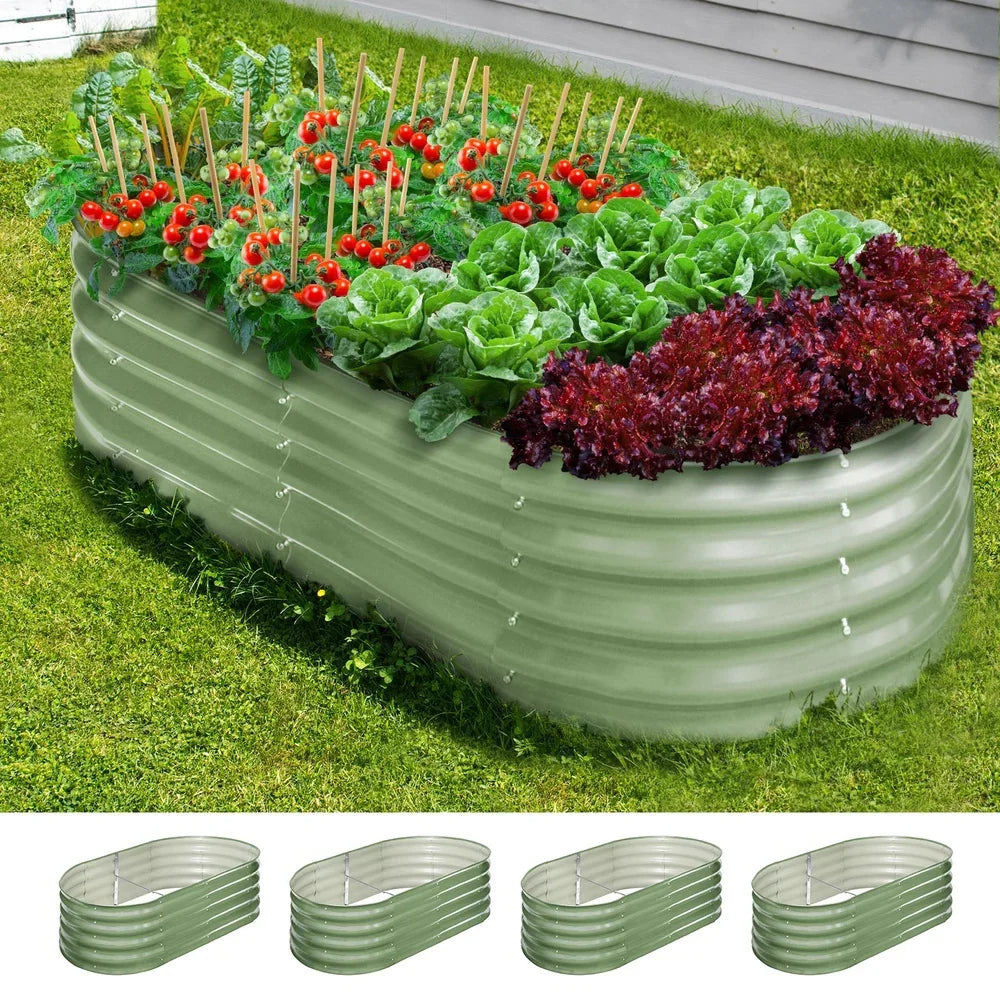 4x Garden Bed 160x80x42cm Planter Box Raised Container Galvanised Green