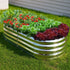 Livsip Outdoor Garden Bed Oval Galvanised Steel 160x80x42cm Silver