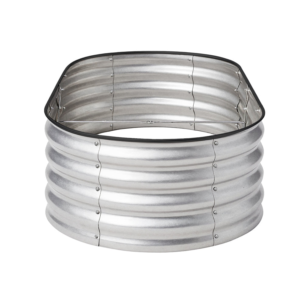 Livsip Outdoor Garden Bed Oval Galvanised Steel 160x80x42cm Silver