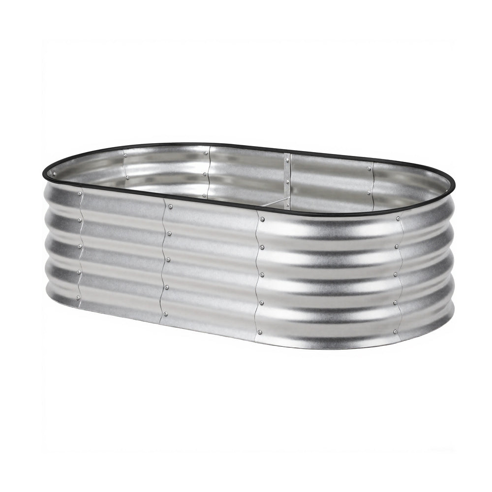 Livsip Outdoor Garden Bed Oval Galvanised Steel 160x80x42cm Silver