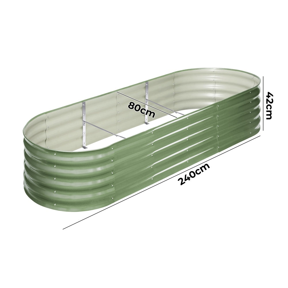 4x Garden Bed 240x80x42cm Planter Box Raised Container Galvanised Green