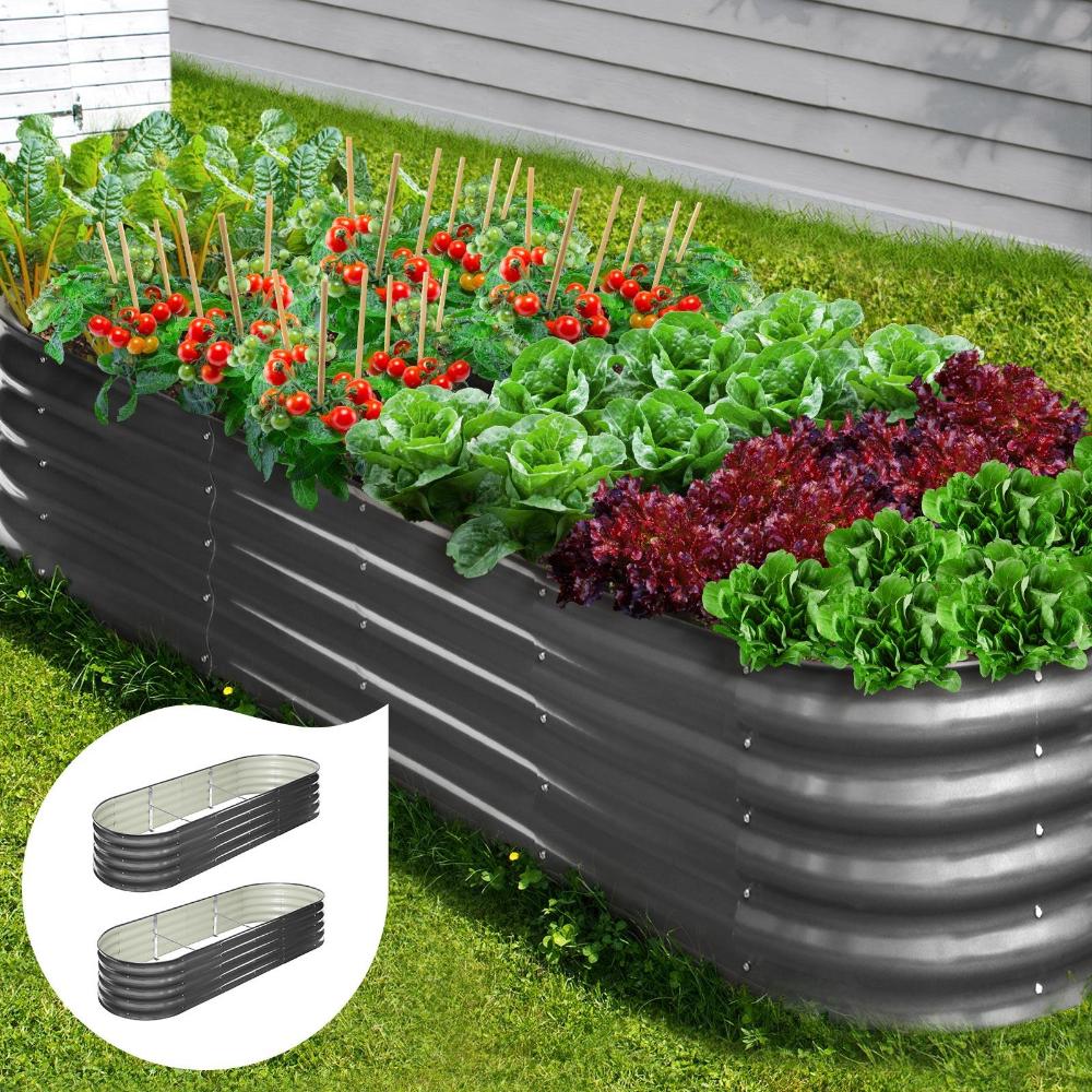 2X Garden Bed Galvanised Raised Garden Bed 240X80X42CM