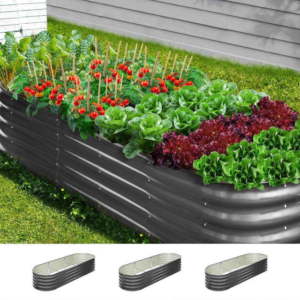 3X Garden Bed Galvanised Raised Garden Bed 240X80X42CM