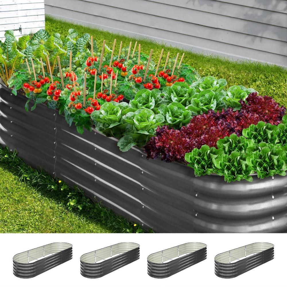4X Garden Bed Galvanised Raised Garden Bed 240X80X42CM
