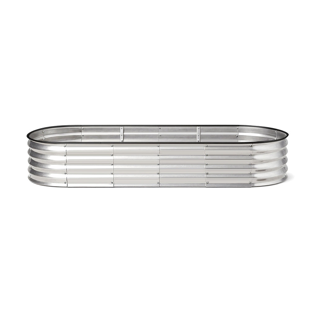 Livsip Outdoor Garden Bed Oval Galvanised Steel 240x80x42cm Silver