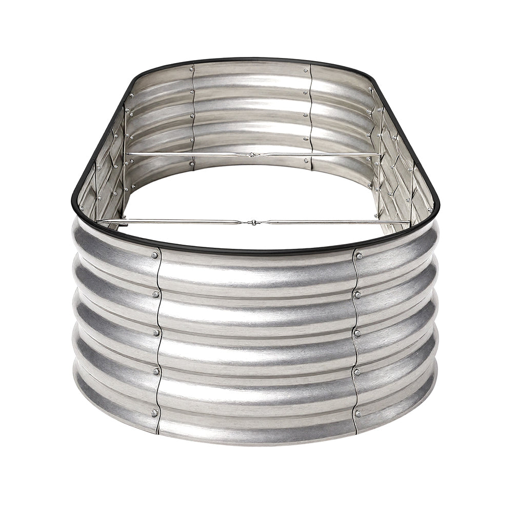 Livsip Outdoor Garden Bed Oval Galvanised Steel 240x80x42cm Silver