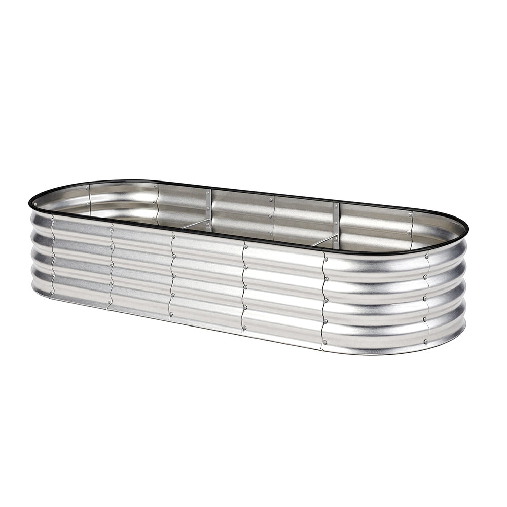 Livsip Outdoor Garden Bed Oval Galvanised Steel 240x80x42cm Silver