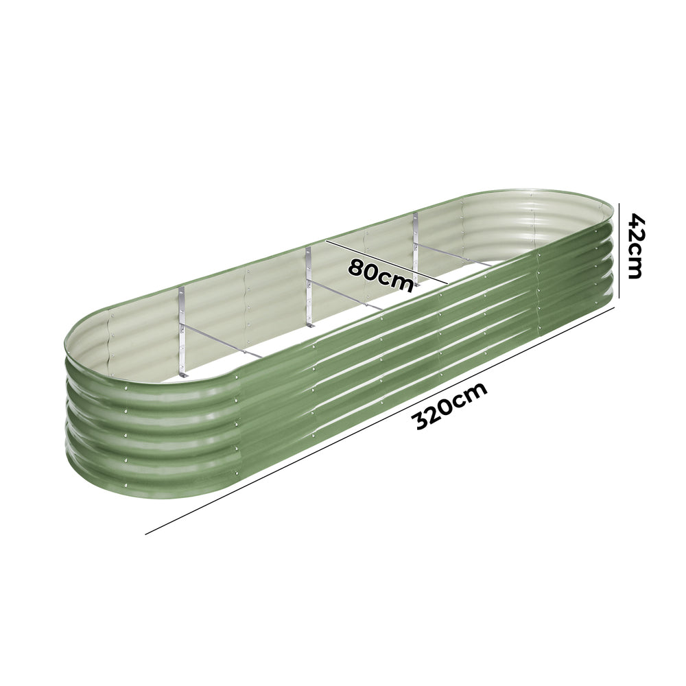 Livsip Garden Bed 320x80x42cm Planter Box Raised Container Galvanised Green