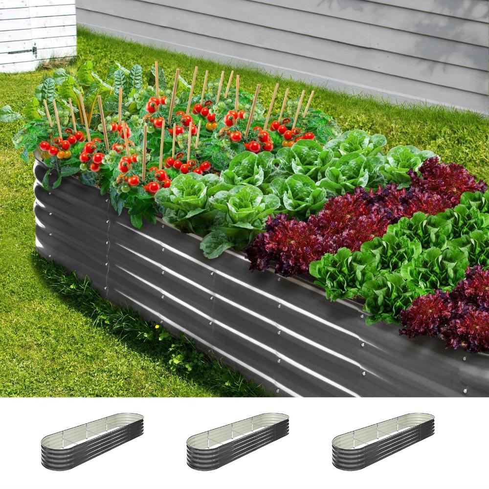 3X Garden Bed Galvanised Raised Garden Bed 320X80X42CM
