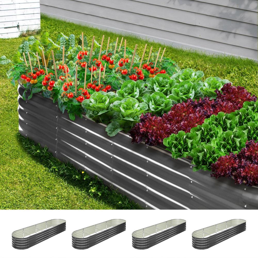 4X Garden Bed Galvanised Raised Garden Bed 320X80X42CM