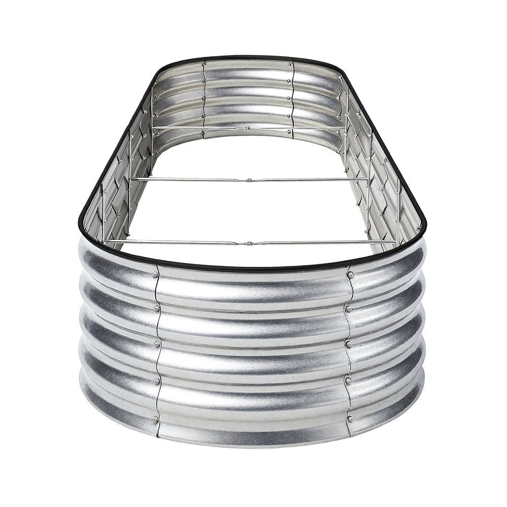 Livsip Garden Bed Oval Galvanised Steel Container 320x80x42cm Silver