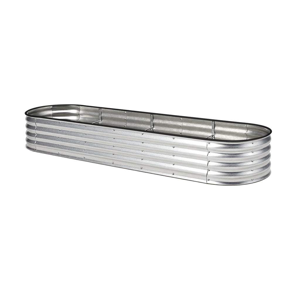 Livsip Garden Bed Oval Galvanised Steel Container 320x80x42cm Silver