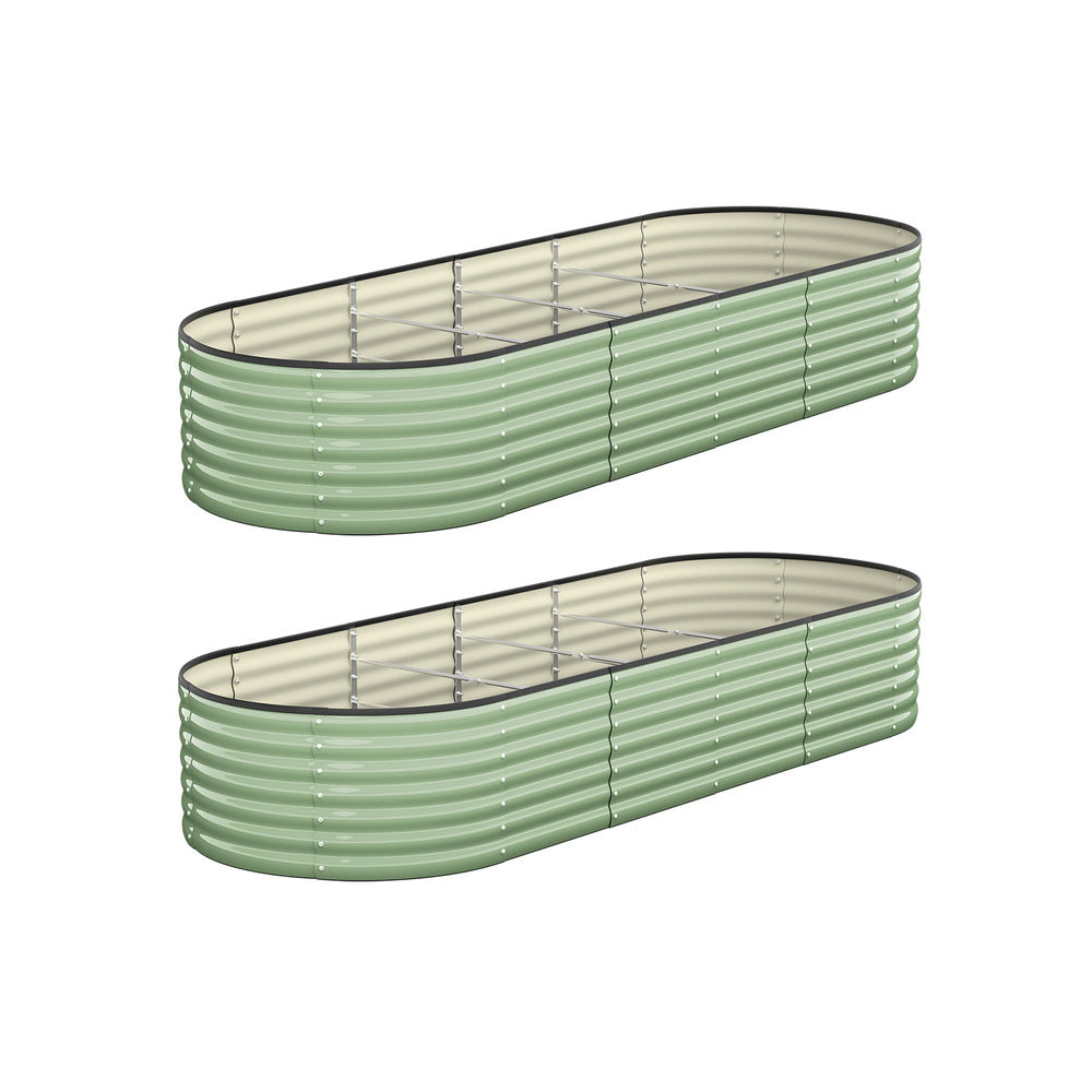 2x Garden Bed 240x80x56cm Planter Box Raised Container Galvanised Green