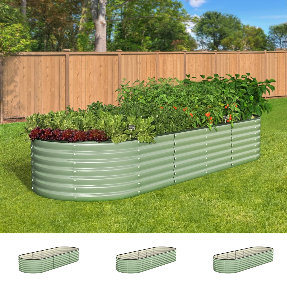 3x Garden Bed 240x80x56cm Planter Box Raised Container Galvanised Green