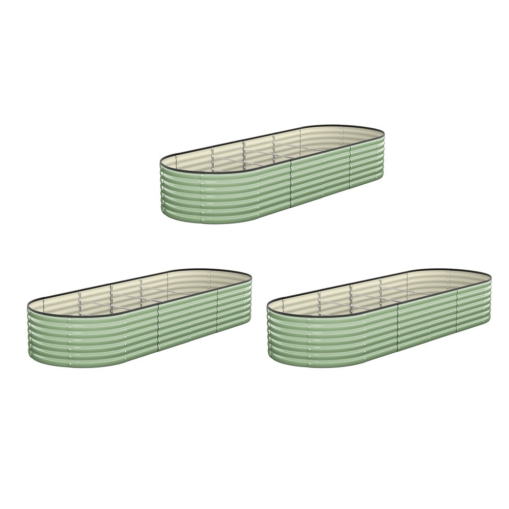 3x Garden Bed 240x80x56cm Planter Box Raised Container Galvanised Green