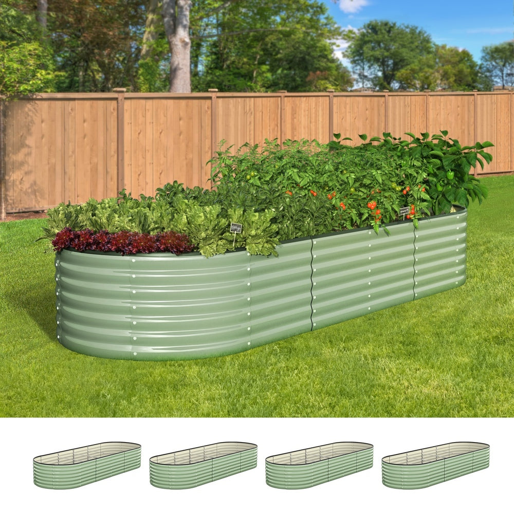 4x Garden Bed 240x80x56cm Planter Box Raised Container Galvanised Green