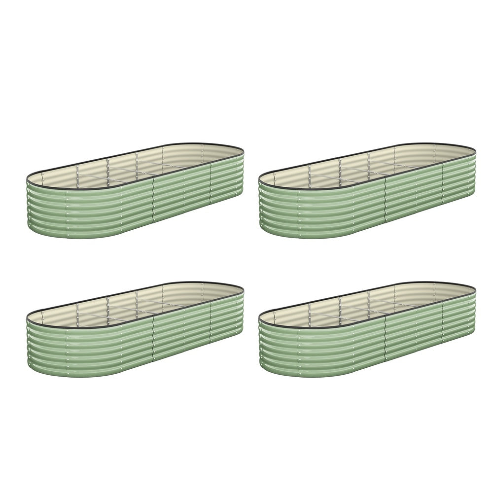4x Garden Bed 240x80x56cm Planter Box Raised Container Galvanised Green