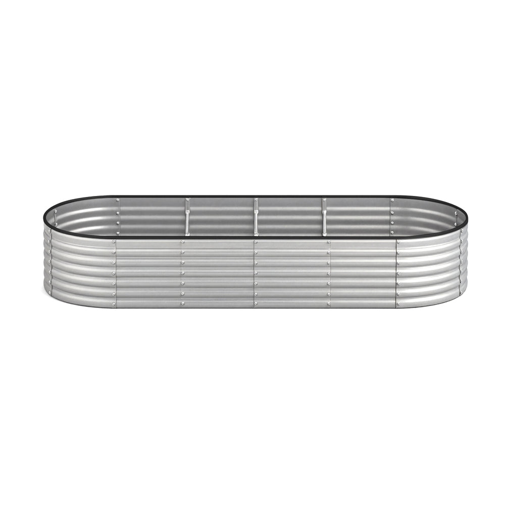 Livsip Garden Bed Oval Galvanised Steel Container 240x80x56cm Silver