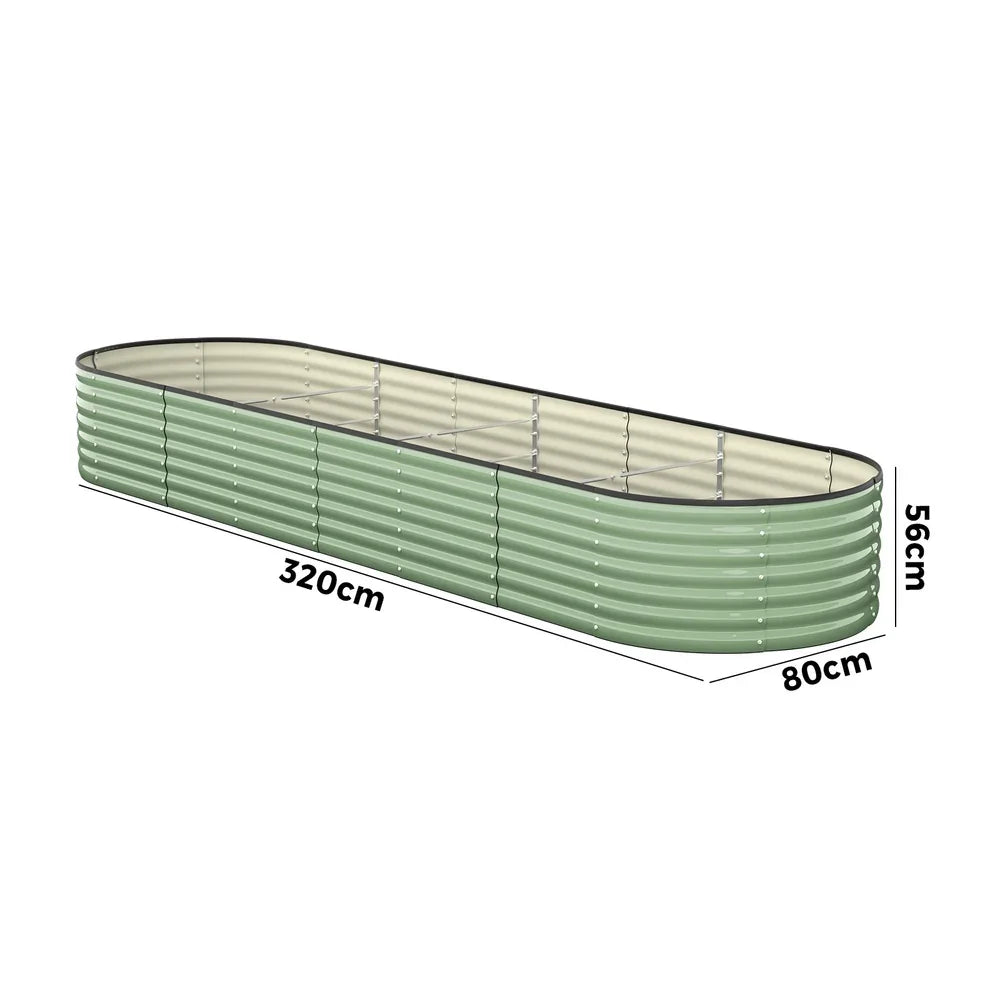 Livsip 4x Garden Bed 320x80x56cm Planter Box Raised Container Galvanised Green