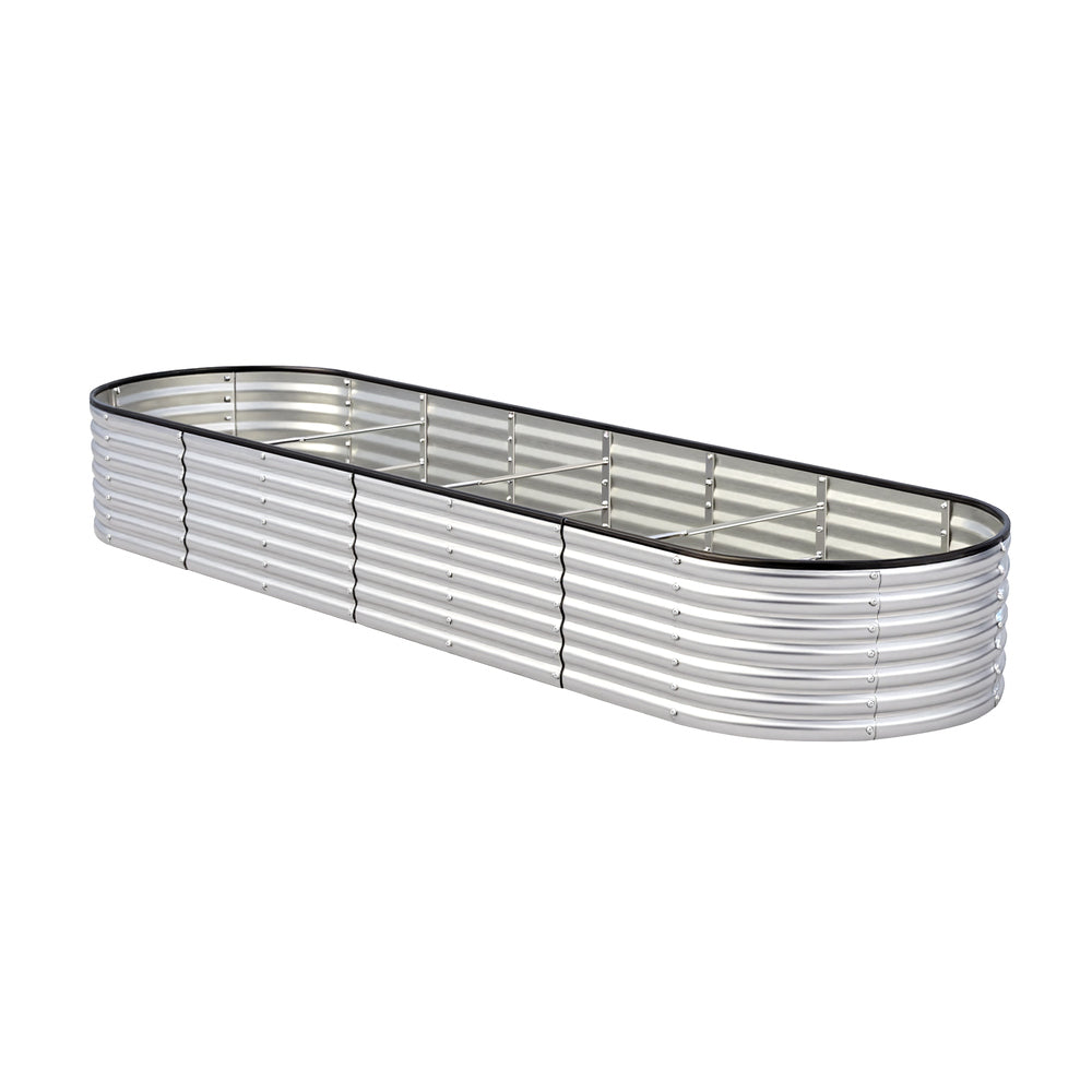Livsip Garden Bed Oval Galvanised Steel Container 320x80x56cm Silver