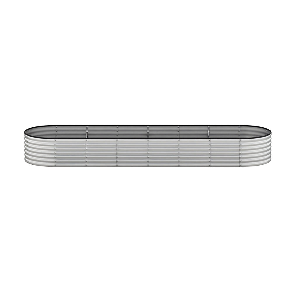 Livsip Garden Bed Oval Galvanised Steel Container 320x80x56cm Silver