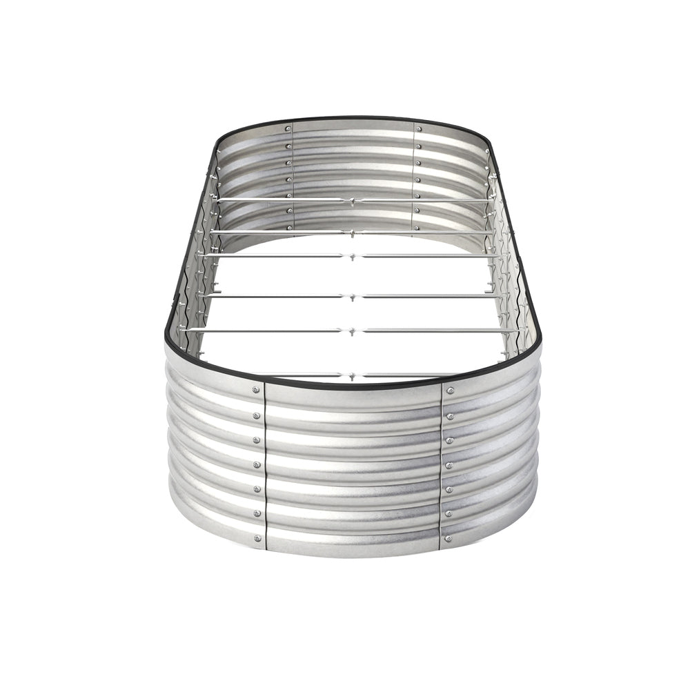 Livsip Garden Bed Oval Galvanised Steel Container 320x80x56cm Silver
