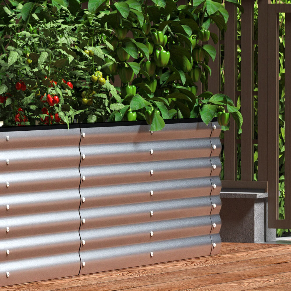 Livsip Garden Bed Oval Galvanised Steel Container 320x80x56cm Silver