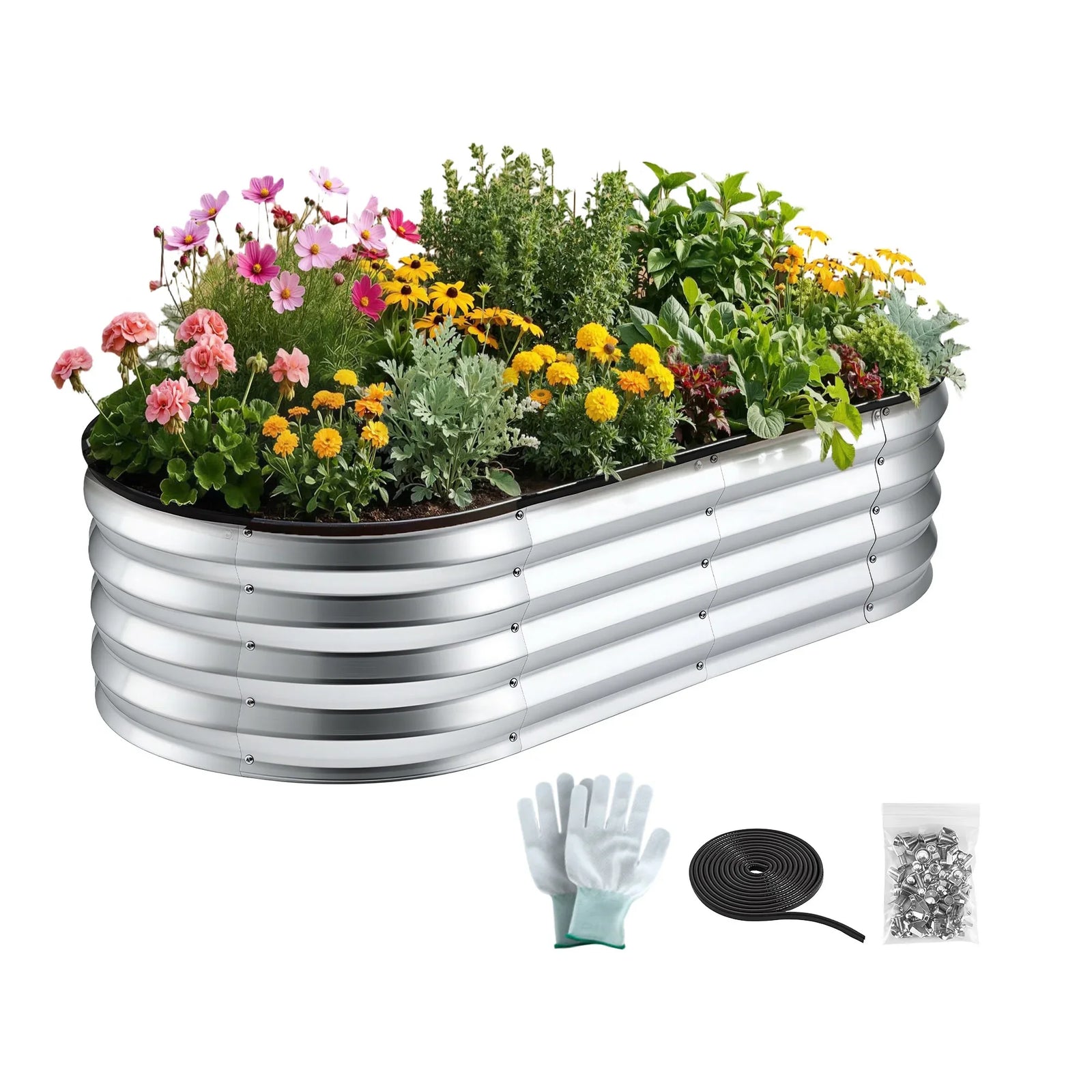 Raised Garden Bed 120×60×30cm – Galvanised Steel, Rust‑Resistant, Oval