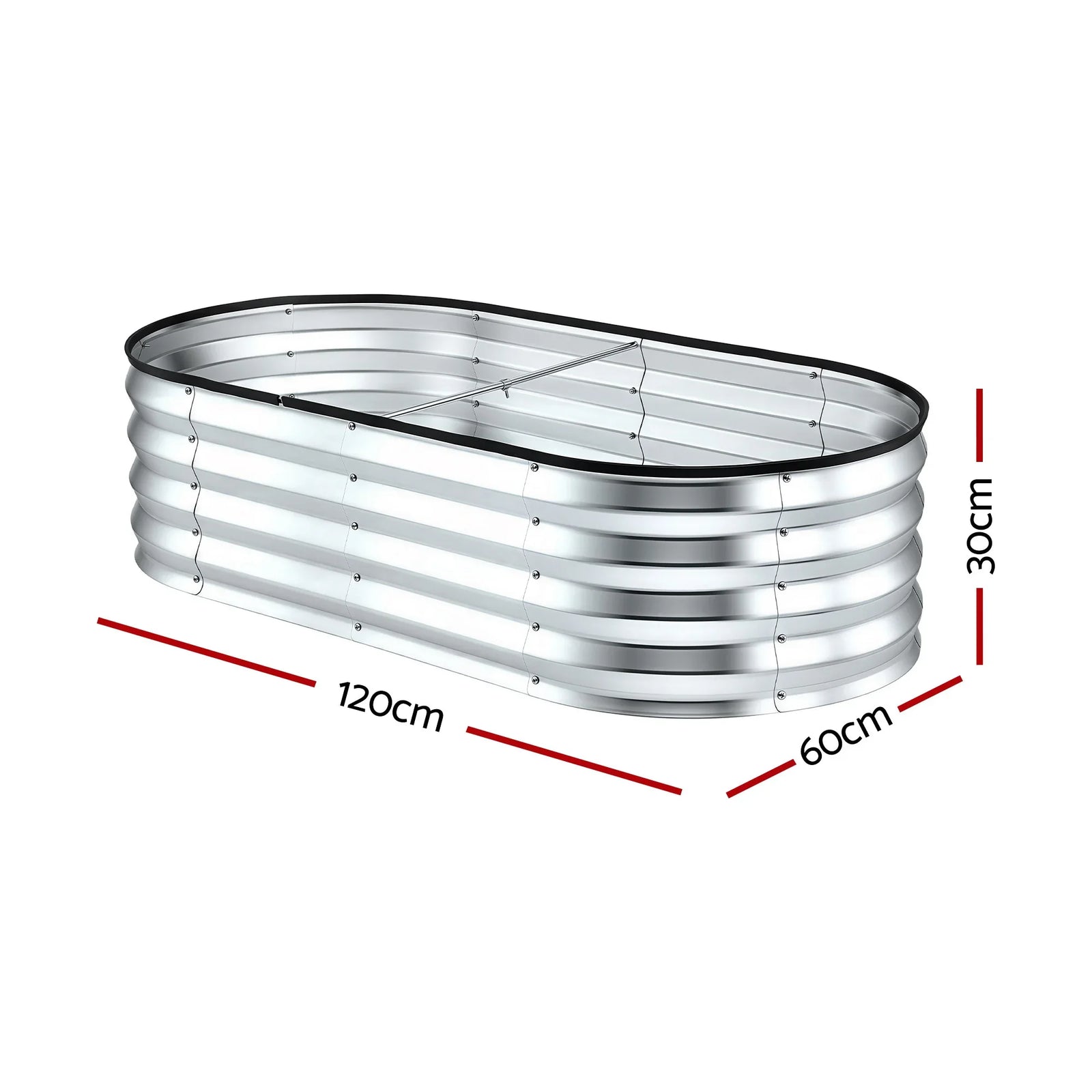 Raised Garden Bed 120×60×30cm – Galvanised Steel, Rust‑Resistant, Oval