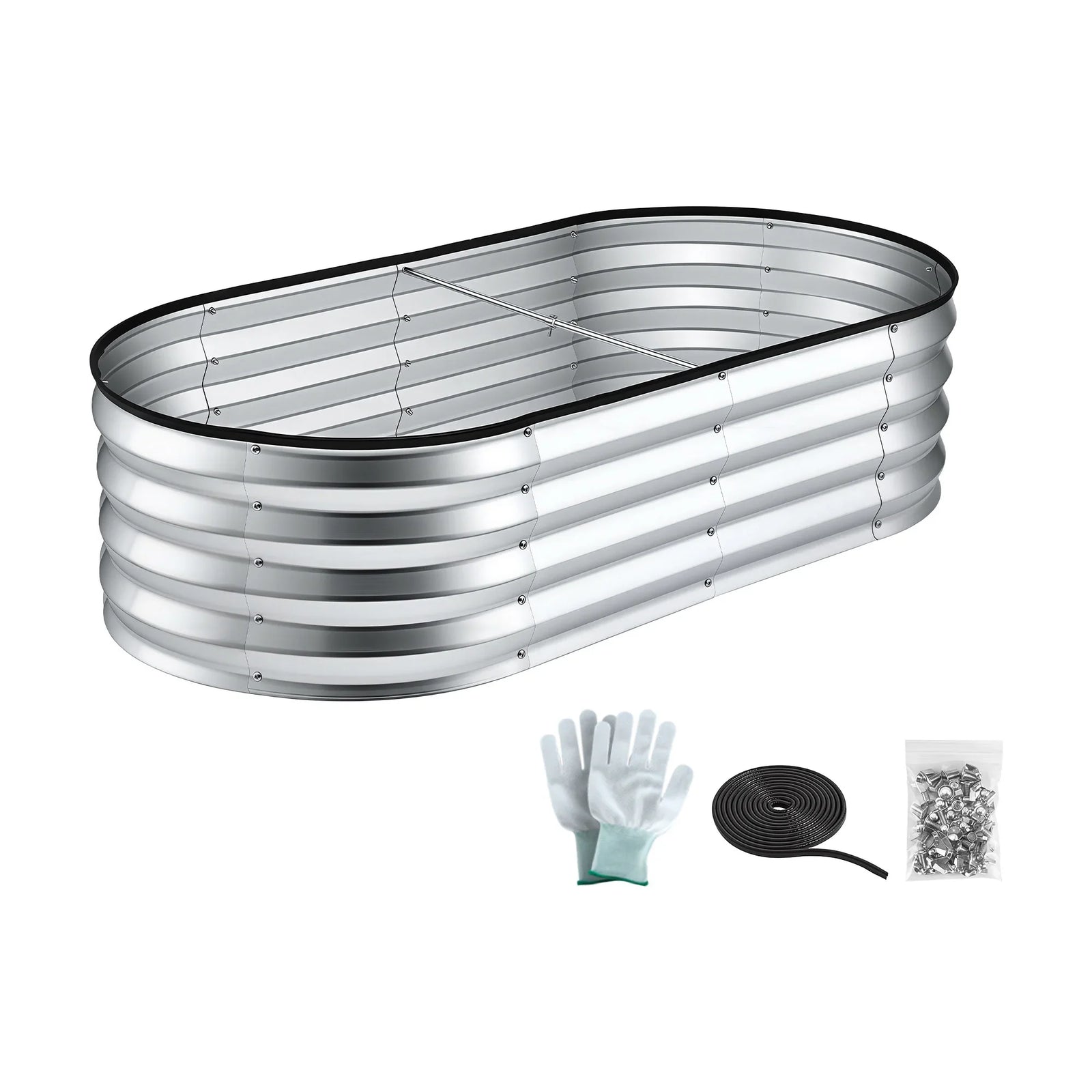 Raised Garden Bed 120×60×30cm – Galvanised Steel, Rust‑Resistant, Oval