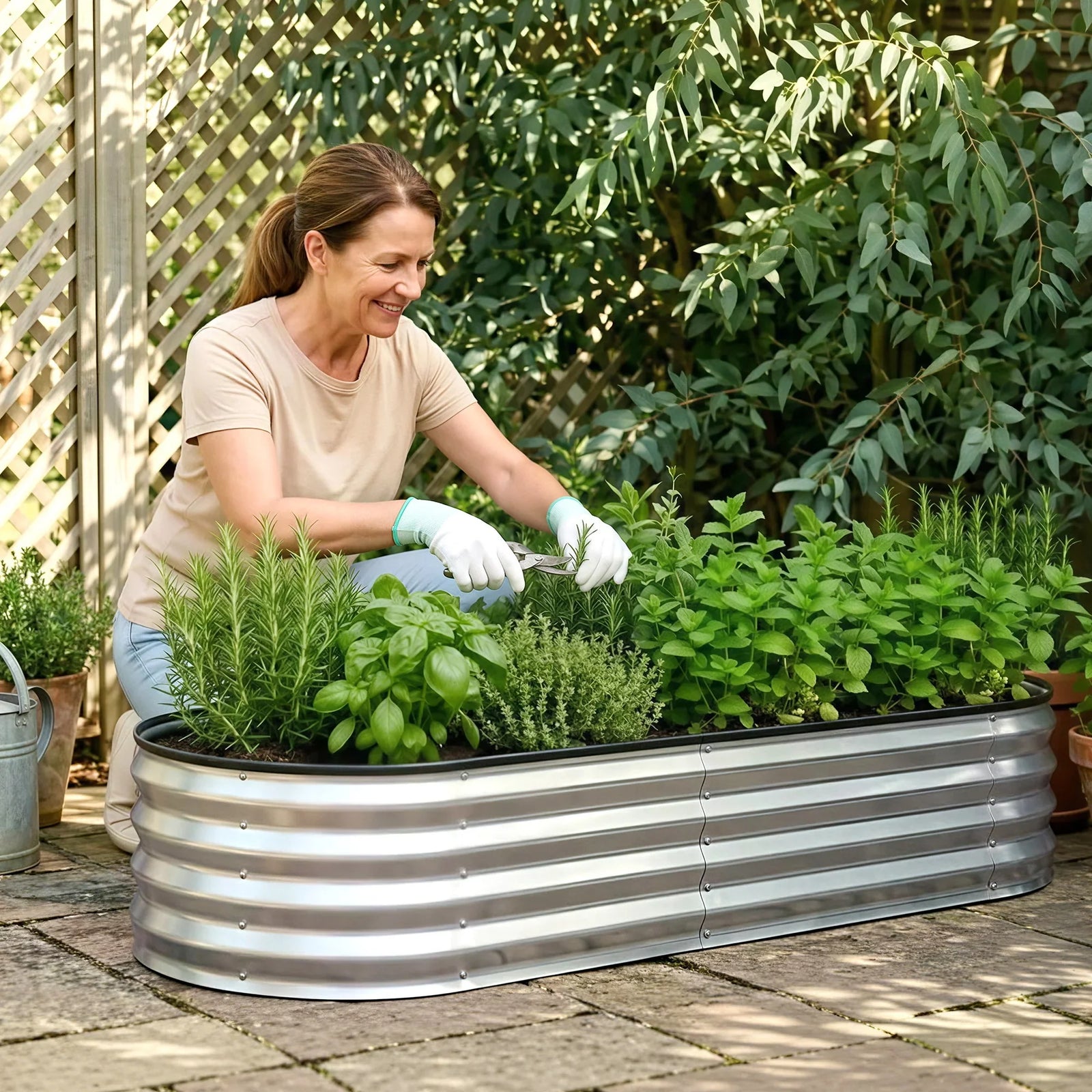 Raised Garden Bed 120×60×30cm – Galvanised Steel, Rust‑Resistant, Oval