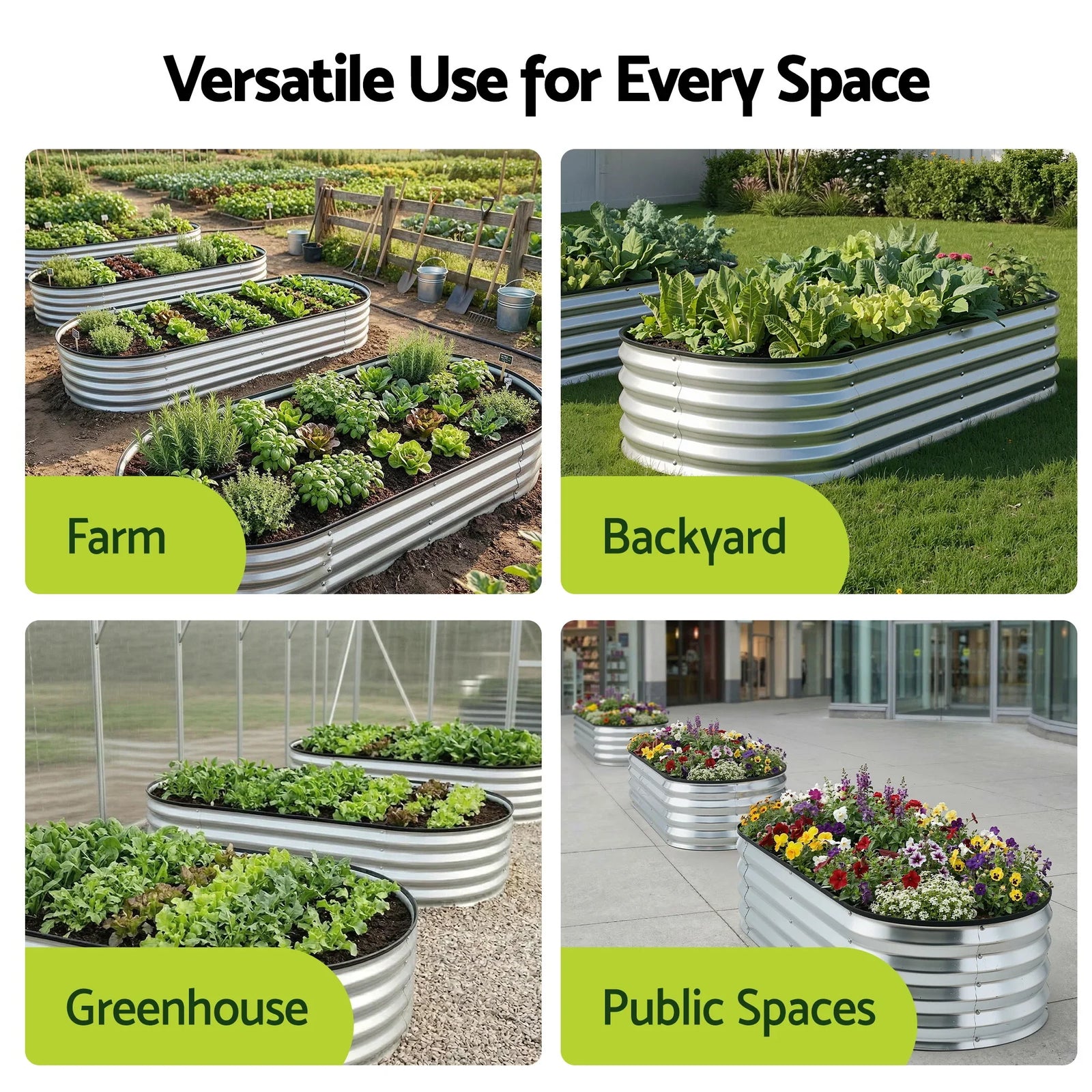 Raised Garden Bed 120×60×30cm – Galvanised Steel, Rust‑Resistant, Oval