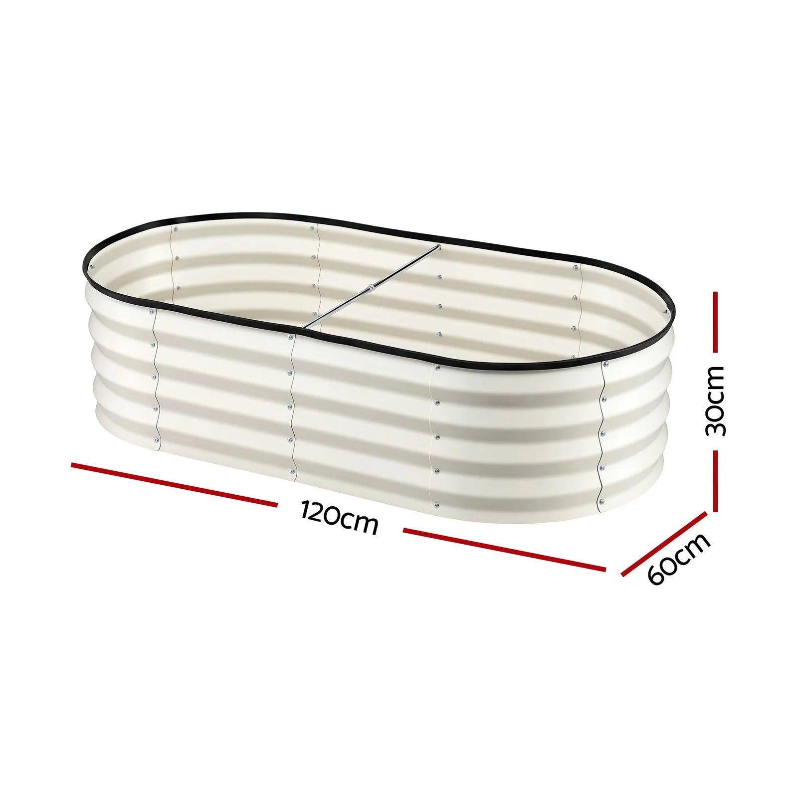 2‑Pack Raised Garden Beds – Galvanised Steel 120×60×30cm, Open Base, White
