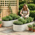 2‑Pack Raised Garden Beds – Galvanised Steel 120×60×30cm, Open Base, White