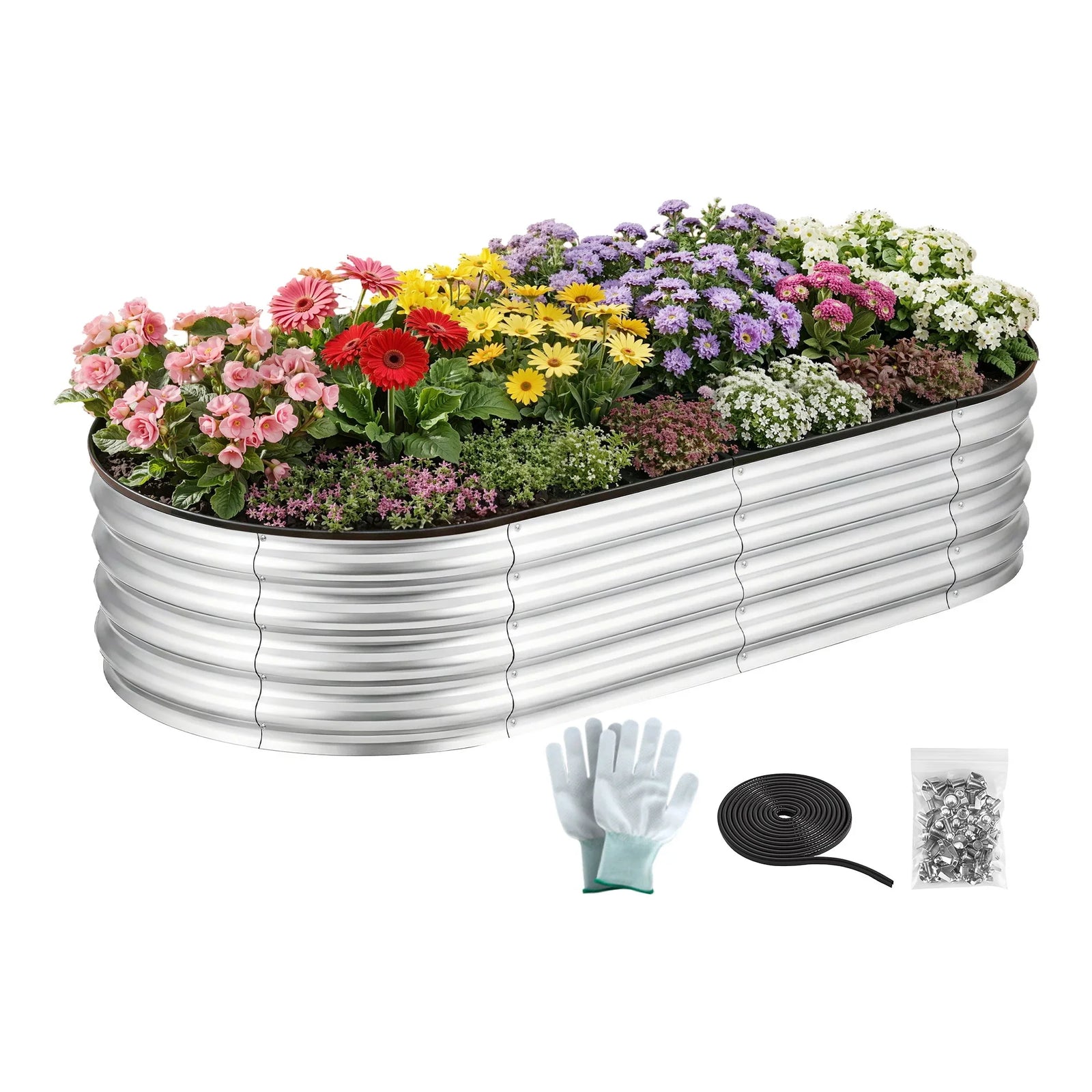 Raised Garden Bed 150×70×30cm – Galvanised Steel, Rust‑Resistant, Oval