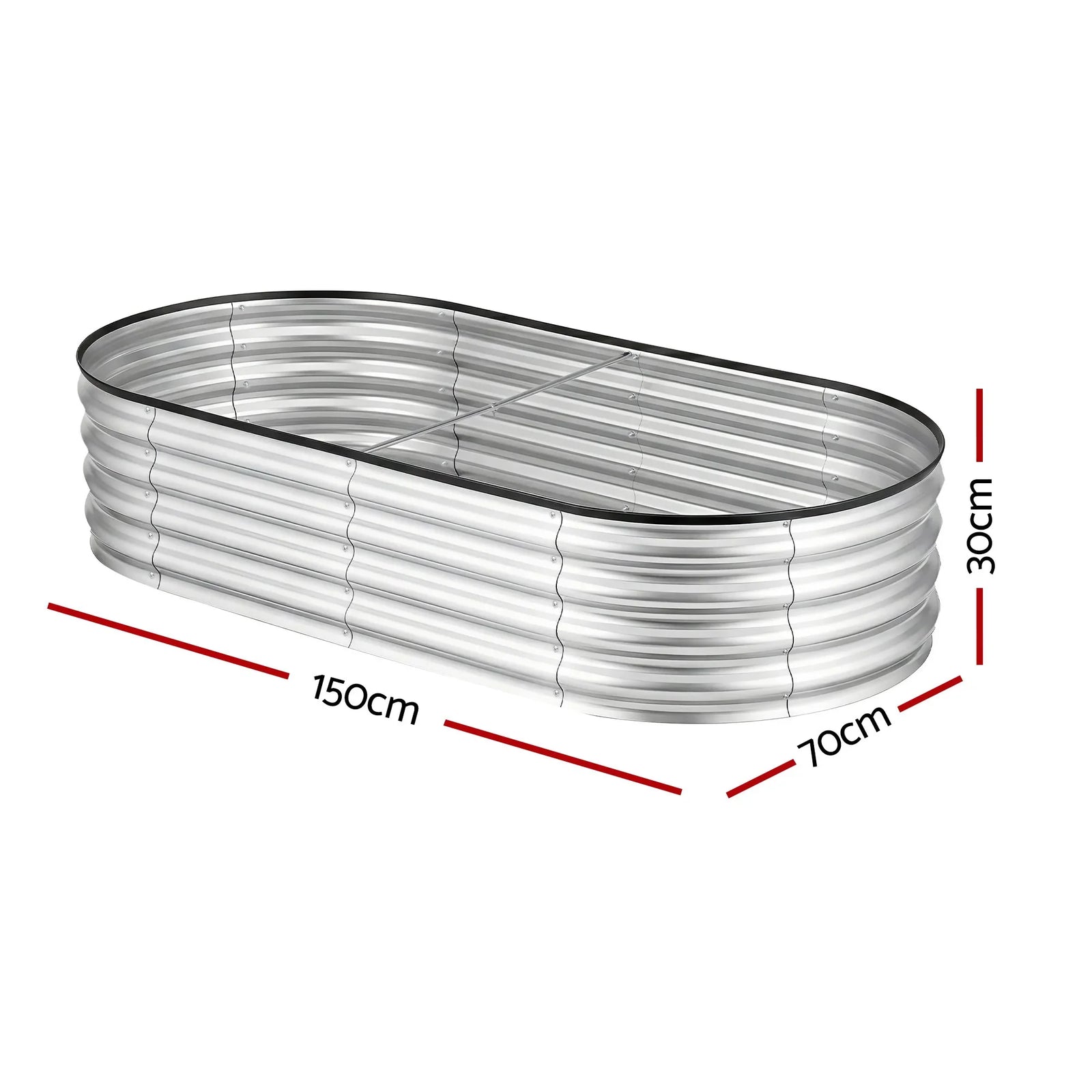 Raised Garden Bed 150×70×30cm – Galvanised Steel, Rust‑Resistant, Oval