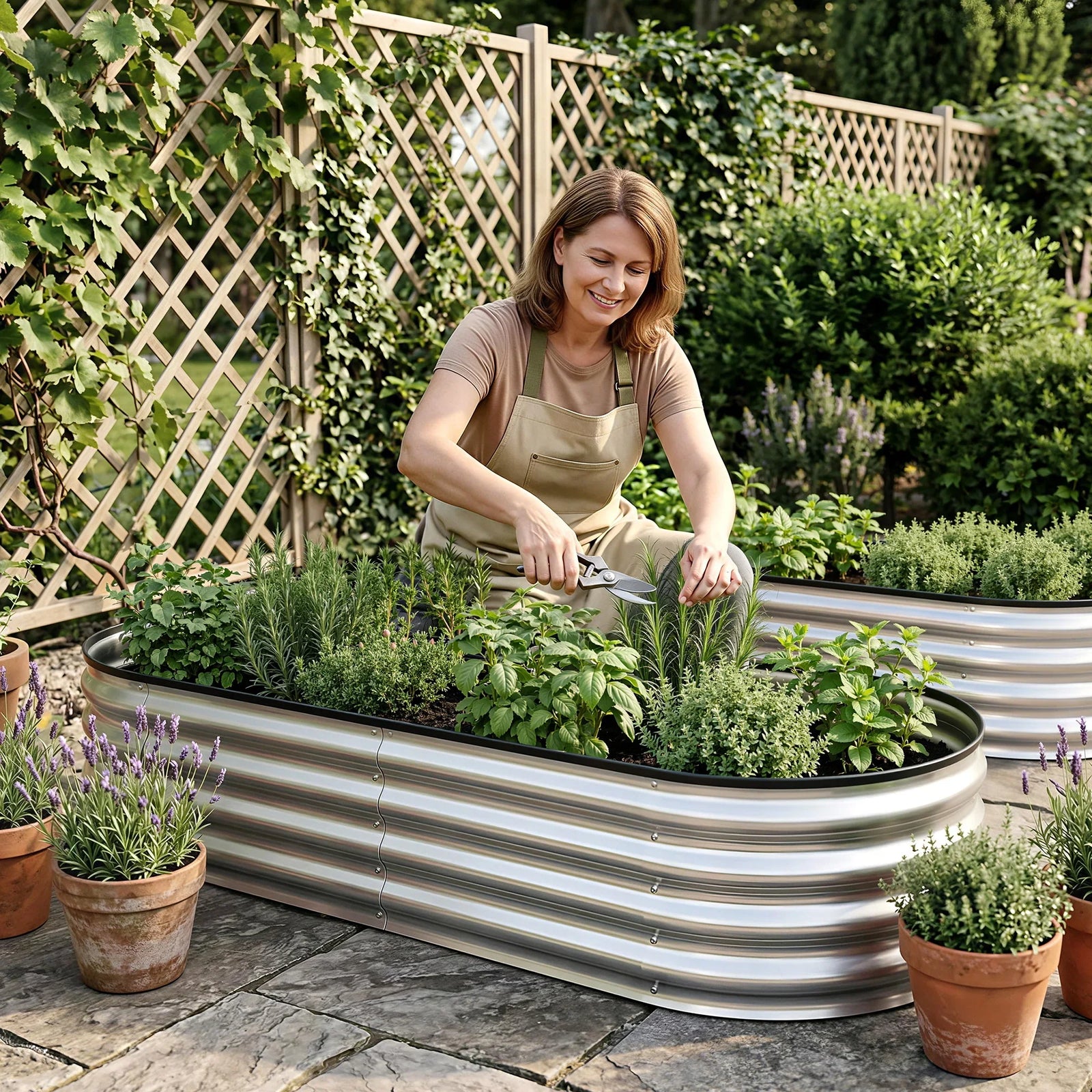 Raised Garden Bed 150×70×30cm – Galvanised Steel, Rust‑Resistant, Oval