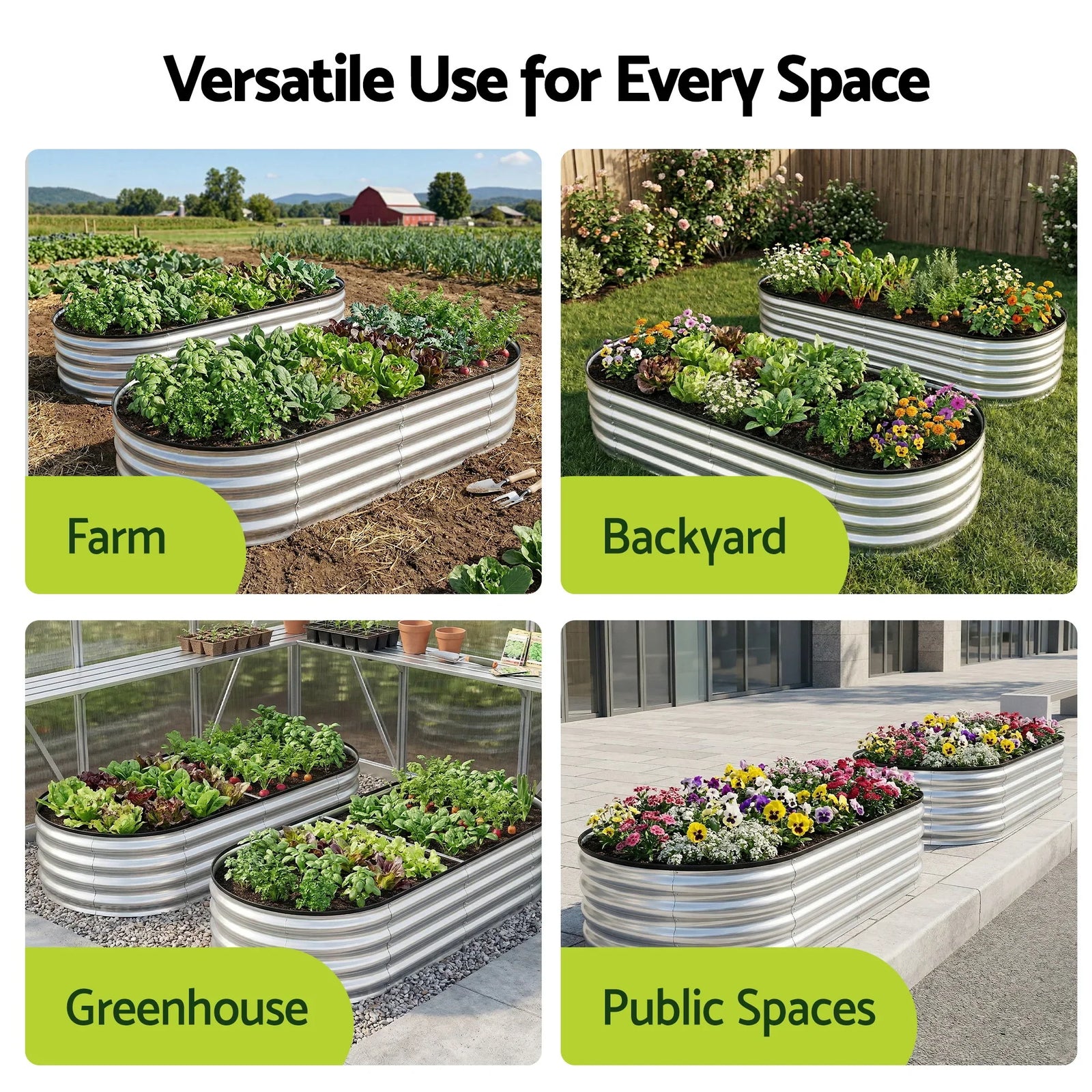 Raised Garden Bed 150×70×30cm – Galvanised Steel, Rust‑Resistant, Oval