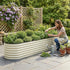 Oval Raised Garden Bed Galvanised Planter Box Rust Resistant 240x60x45cm White