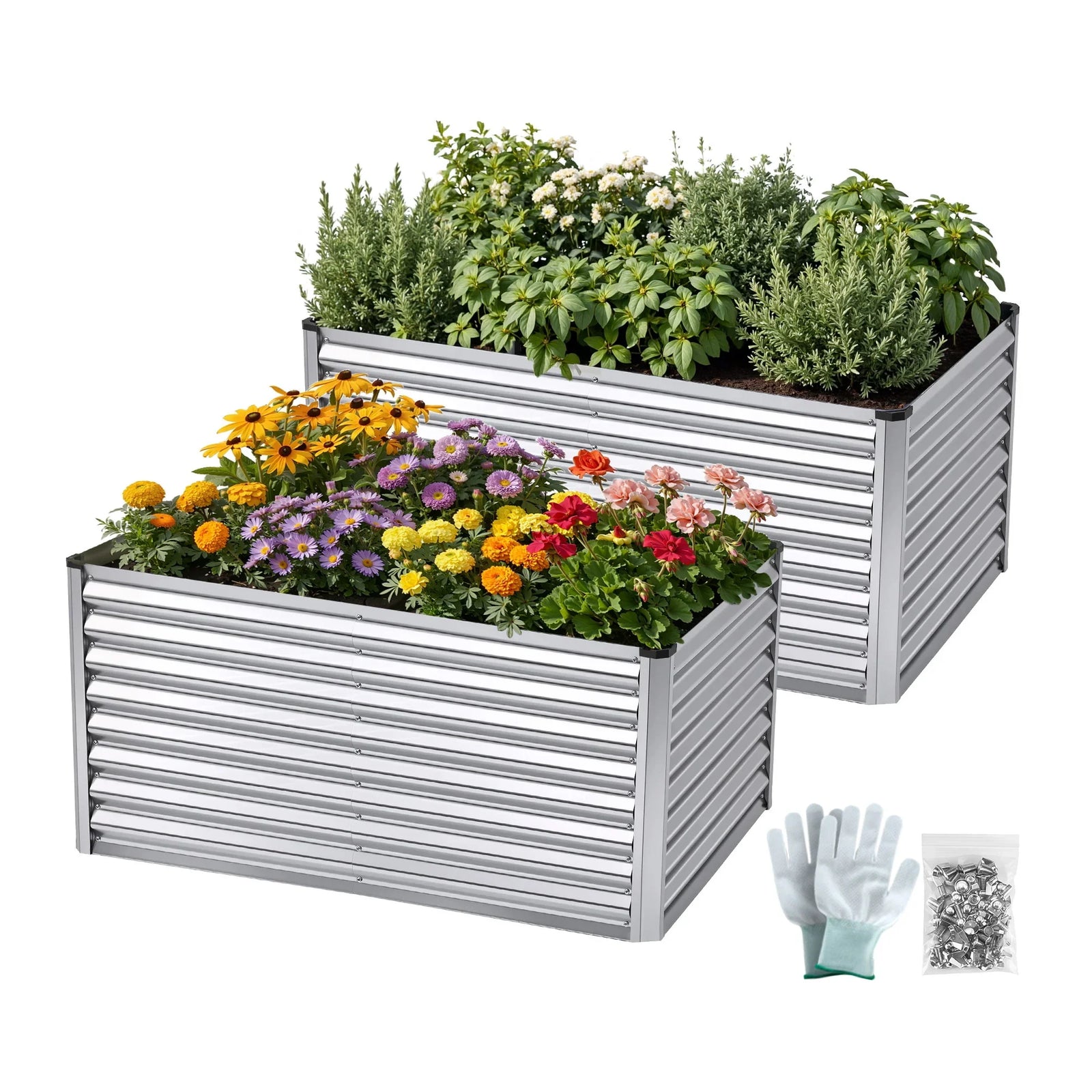 Raised Garden Bed 2‑in‑1 Modular – Galvanised Planter Box 240×80×60cm