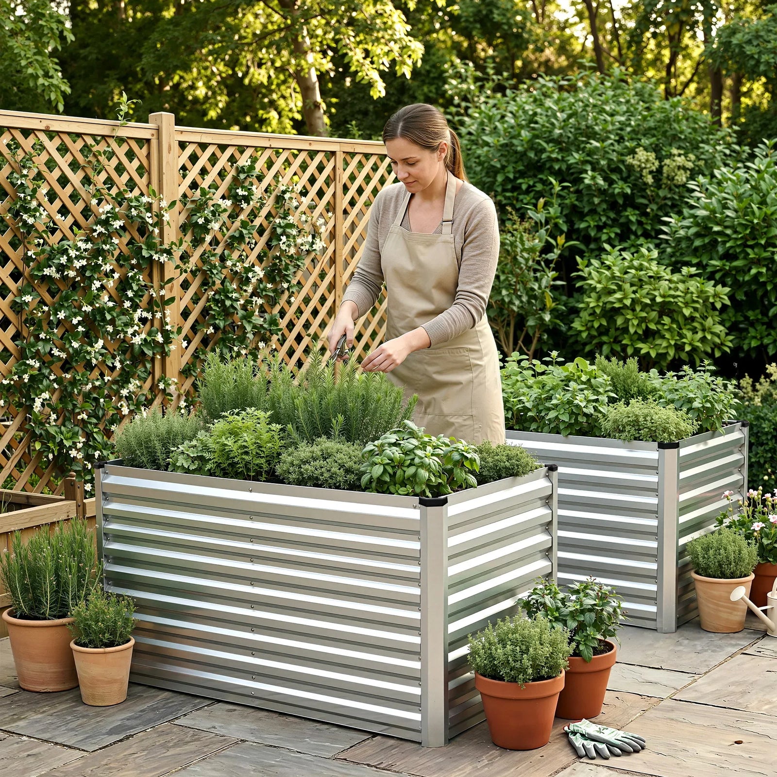 Raised Garden Bed 2‑in‑1 Modular – Galvanised Planter Box 240×80×60cm