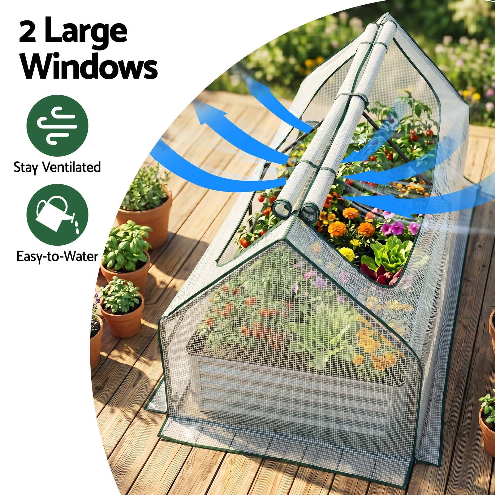 3 in 1 Raised Garden Bed with Greenhouse Galvanised Planter Box Kit