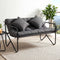 Garden Bench 2 Seater Outdoor Bench Metal with Cushion 118cm Black