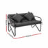 Garden Bench 2 Seater Outdoor Bench Metal with Cushion 118cm Black