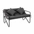 Garden Bench 2 Seater Outdoor Bench Metal with Cushion 118cm Black