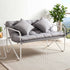 Garden Bench 2 Seater Outdoor Bench Metal with Cushion 118cm Grey