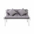 Garden Bench 2 Seater Outdoor Bench Metal with Cushion 118cm Grey