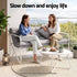 Garden Bench 2 Seater Outdoor Bench Metal with Cushion 118cm Grey